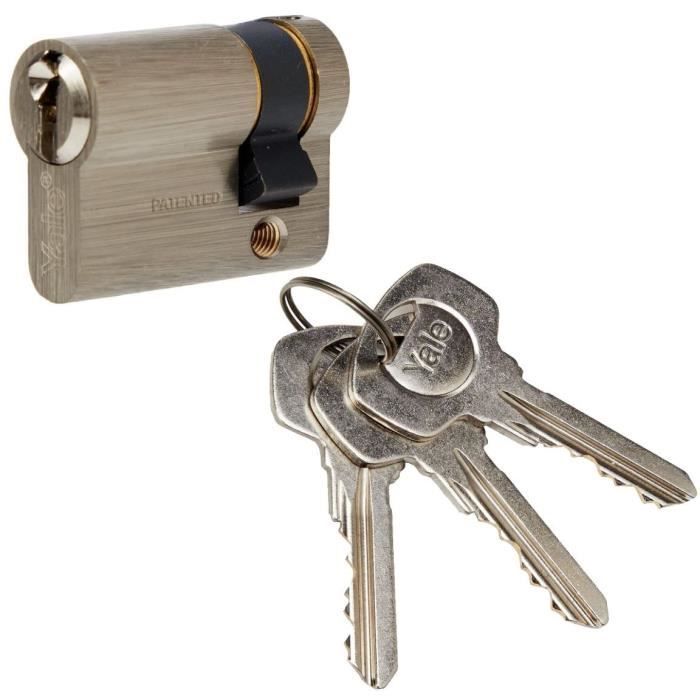 YALE Half Cylinder Lock - YC500+ - 30x10 mm - 5 Pins - 3 Keys - Nickel Plated