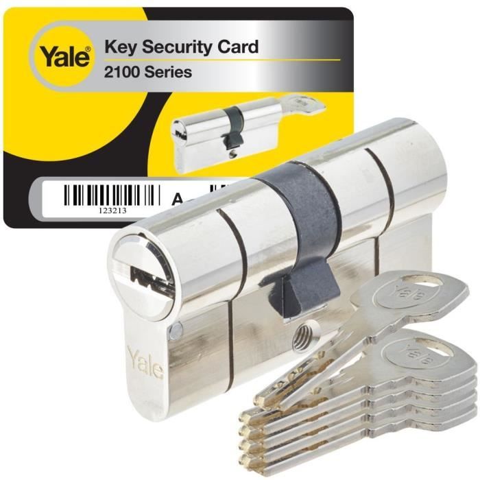 YALE 2100 Series High Security Cylinder - 30x40 mm - Nickel Plated - 5 Keys