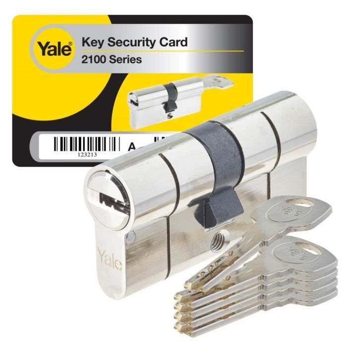 YALE 2100 Series High Security Cylinder - 35x35 mm - Nickel Plated