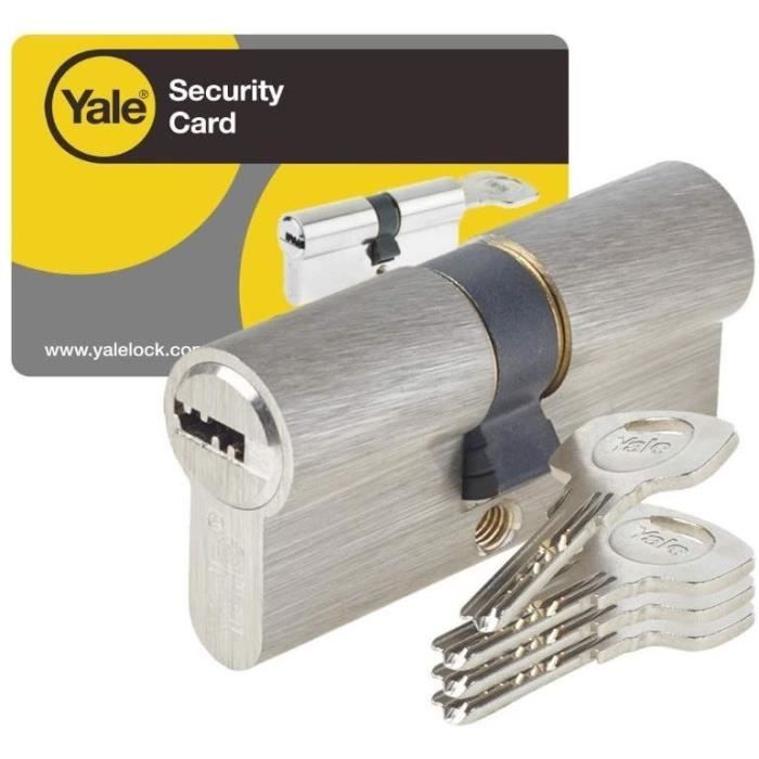 YALE Cylinder YC1000+ 30x40 mm Nickel-Plated - 6 Pins - 4 Reversible Keys