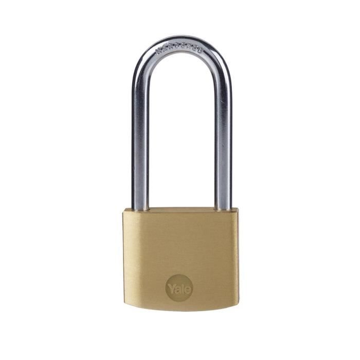 YALE Brass Padlock - Long Hardened Steel Shackle - 3 Keys - Y110B/40/152/1