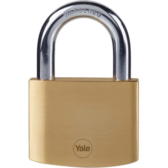 YALE Brass Padlock - 60 mm - Hardened Steel Shackle - 3 Keys - Y110B/60/132/1