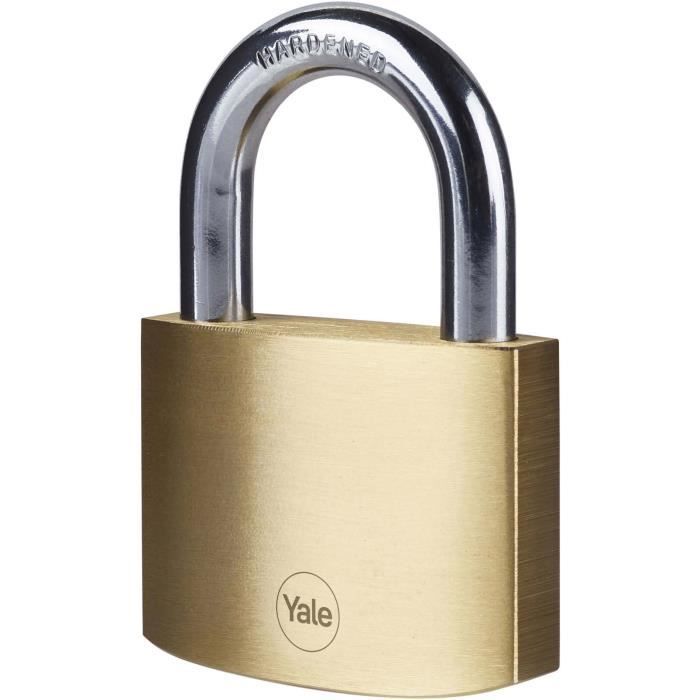YALE Brass Padlock - 60 mm - Hardened Steel Shackle - 3 Keys - Y110B/60/132/1