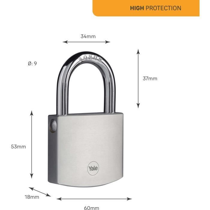 YALE Brass Padlock - Y120DB/60/135/1 - Outdoor - Chrome Plated 60 mm - 3 Keys