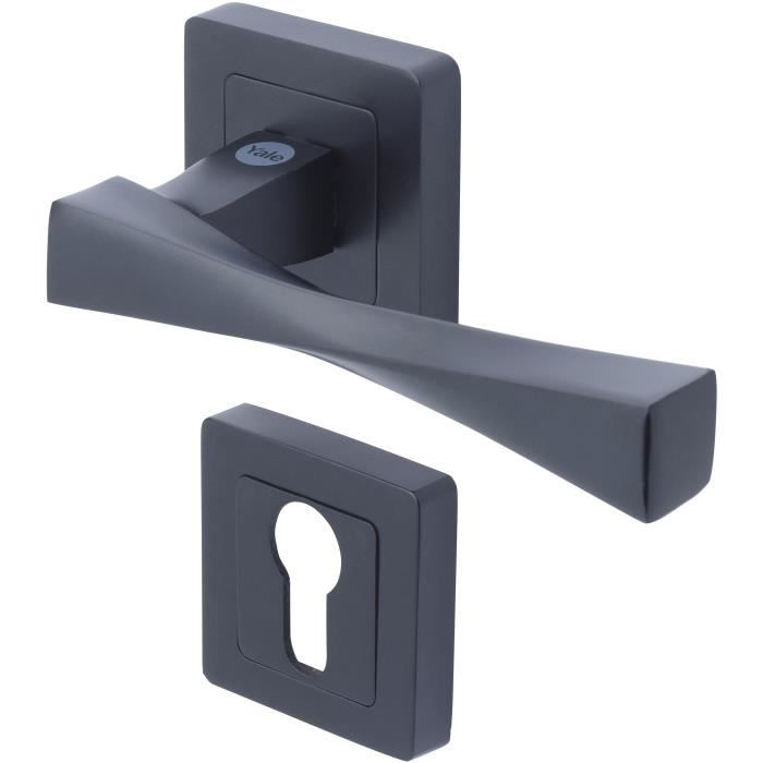 YALE YPP7-V-PE 7 mm Square Door Handle - Black, Verona Model, Euro Cylinder