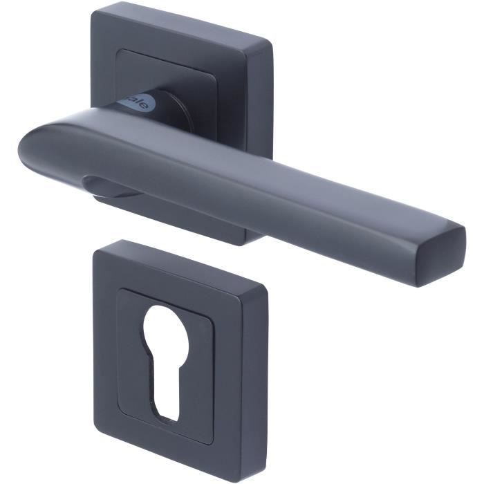 YALE YPP7-S-PE 7 mm Square Door Handle - Black, Sienna Model, Euro Cylinder