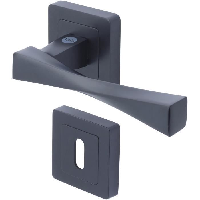 YALE - YPP7-V-PC 7" Square Door Handle, Black - YALE Verona Model - Keyhole