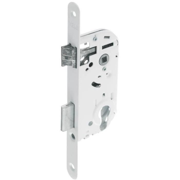 YALE Mortise Lock with Cylinder Hole - Y50R-A40/B - 40 mm Backset, 135 mm Case - Reversible Bolt, Round End Faceplate - White