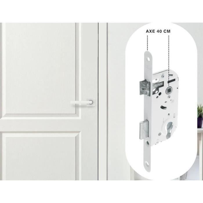 YALE Mortise Lock with Cylinder Hole - Y50R-A40/B - 40 mm Backset, 135 mm Case - Reversible Bolt, Round End Faceplate - White