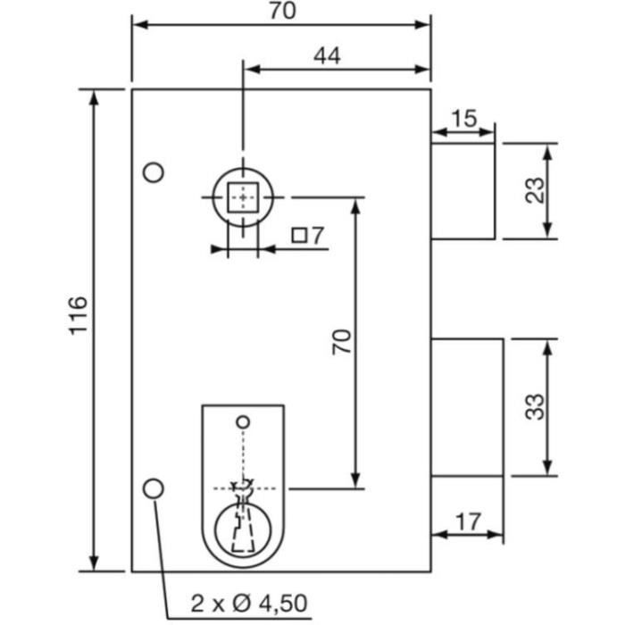 YALE Surface-Mounted Vertical Mortise Lock - YAV36D - Khaki, 2 Keys Supplied - Right-Hand Version - Interior Door