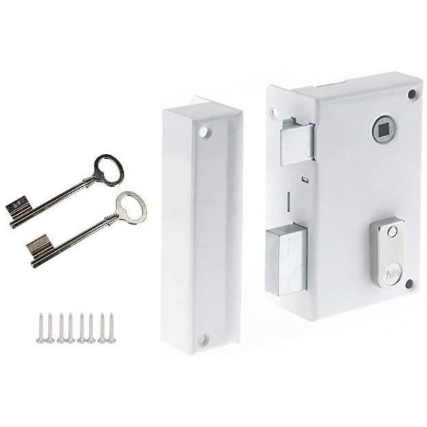 YALE Vertical Surface-Mounted Lock - YAV37G - White - 2 Keys - For Gates and Railings