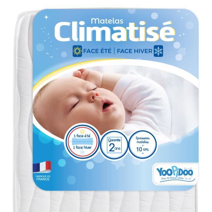 Yoopidoo Air-Conditioned Baby Mattress 60x120 cm - Summer & Winter Sides - Chemical-Free