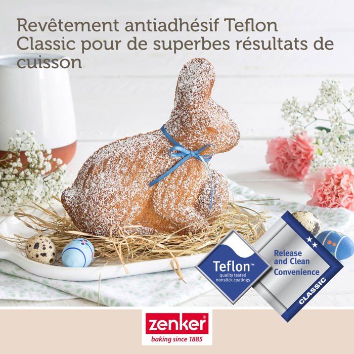 Lot de 2 moules a gâteaux 3D - ZENKER - Forme de lapin de Pâques - 600 ml