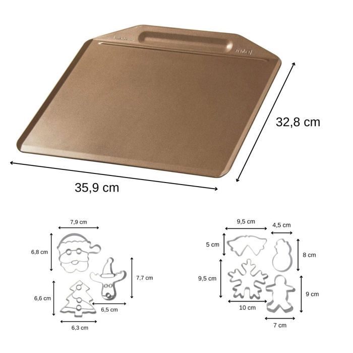 ZENKER Rimless Oven Tray and 7 Cookie Cutters - Stainless Steel - Christmas Shapes