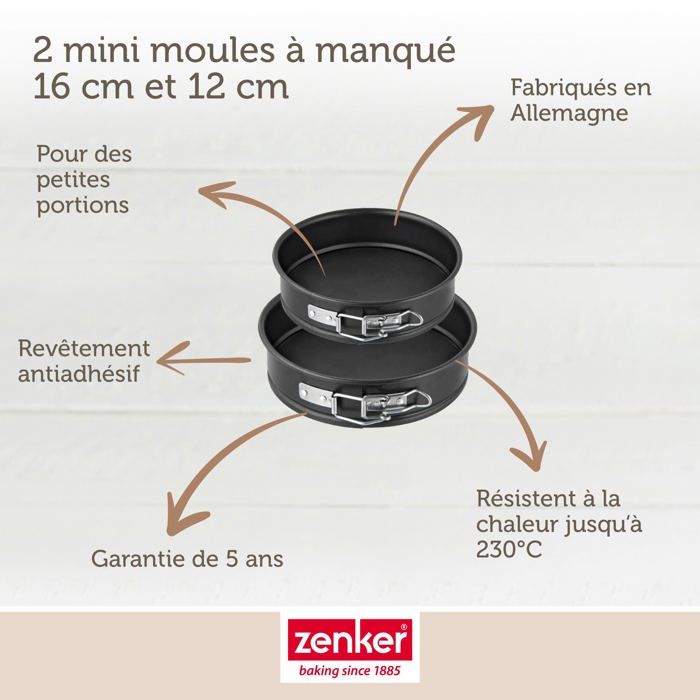 Zenker Set of 2 Mini Springform Cake Tins - 12 and 16 cm