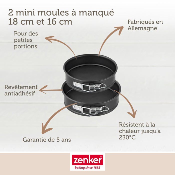 ZENKER Set of 2 Mini Springform Cake Tins - 16 and 18 cm