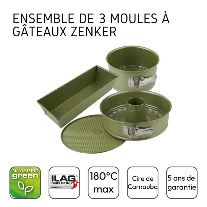 Zenker Set of 3 Cake Tins - Green Vision - 18 to 30 cm
