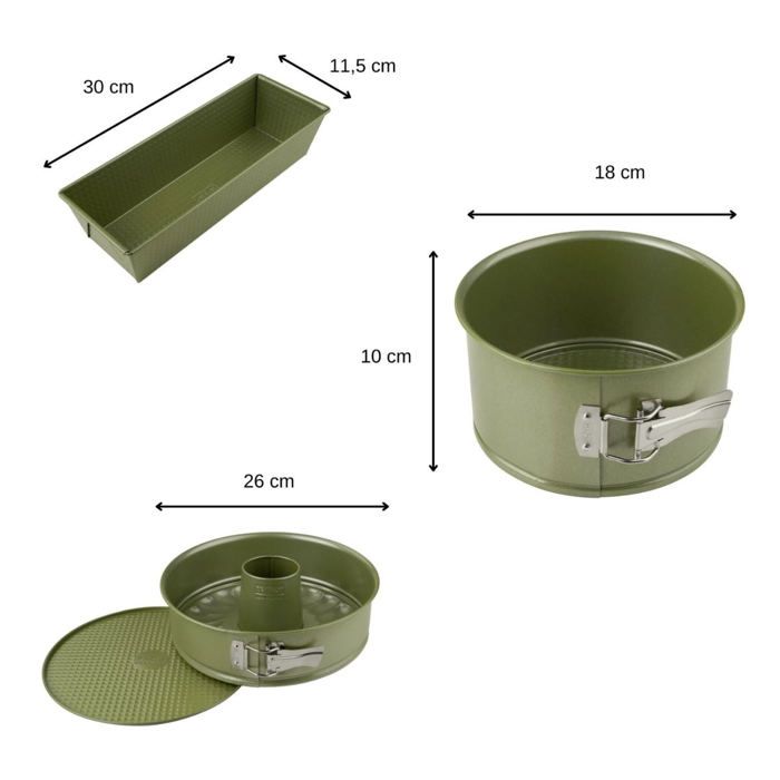 Zenker Set of 3 Cake Tins - Green Vision - 18 to 30 cm