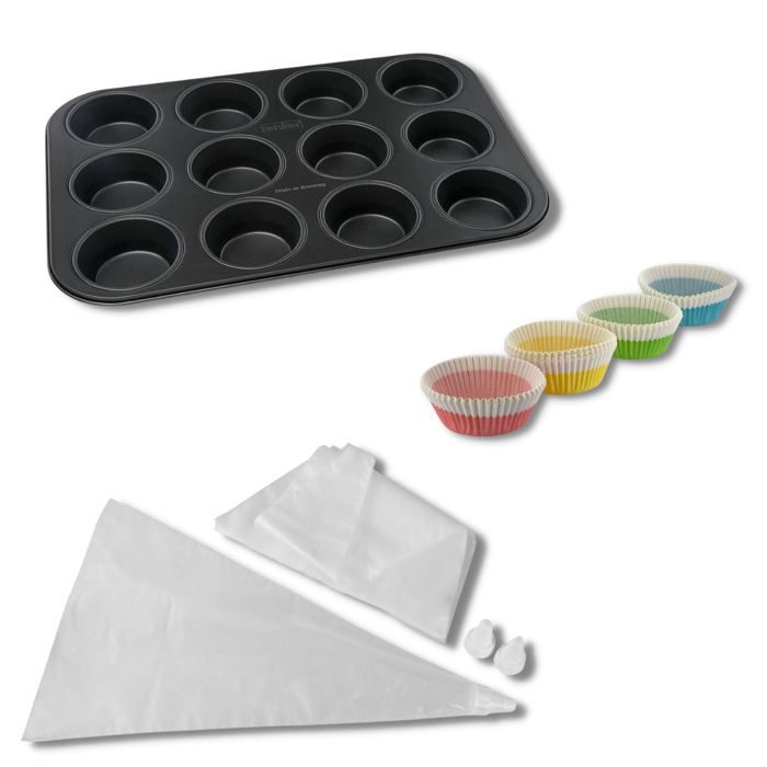 Zenker Muffin and Cupcake Baking Set 12-Cavity Mold 12er-Form 100er-Packung