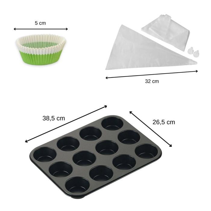 Zenker Muffin and Cupcake Baking Set 12-Cavity Mold 12er-Form 100er-Packung