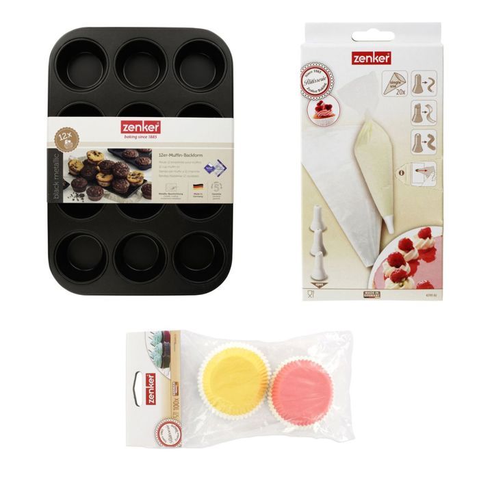 Zenker Muffin and Cupcake Baking Set 12-Cavity Mold 12er-Form 100er-Packung