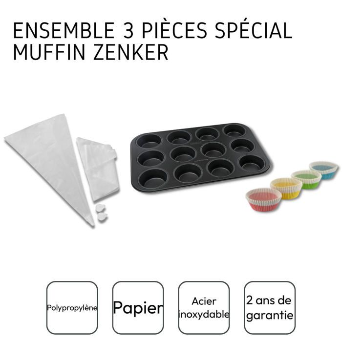 Zenker Muffin and Cupcake Baking Set 12-Cavity Mold 12er-Form 100er-Packung