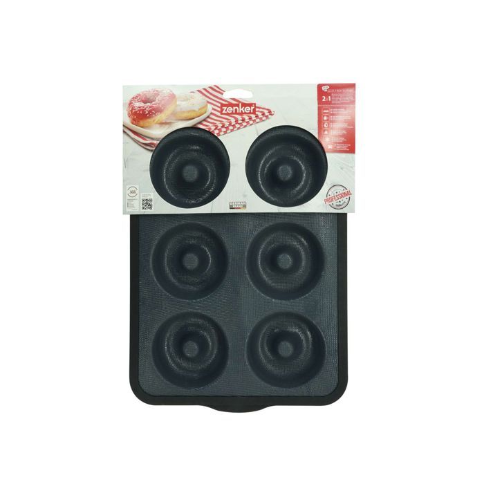 ZENKER 6-Donut Mold - 36 x 26 cm - Fiberglass Silicone - Black