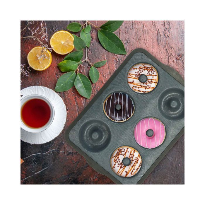 ZENKER 6-Donut Mold - 36 x 26 cm - Fiberglass Silicone - Black