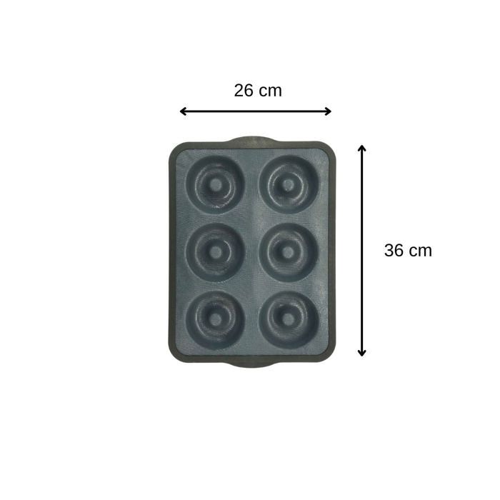 ZENKER 6-Donut Mold - 36 x 26 cm - Fiberglass Silicone - Black