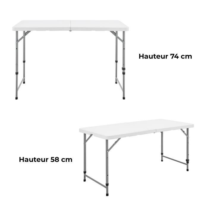TERRANOVA Folding Reception Table - White - Steel Frame - Seats 4 - 122x60.5xH74 cm