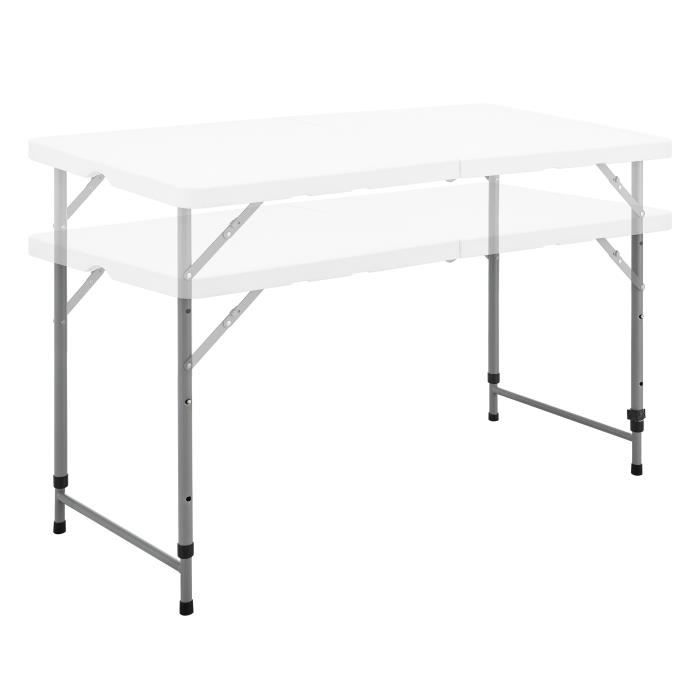 TERRANOVA Folding Reception Table - White - Steel Frame - Seats 4 - 122x60.5xH74 cm