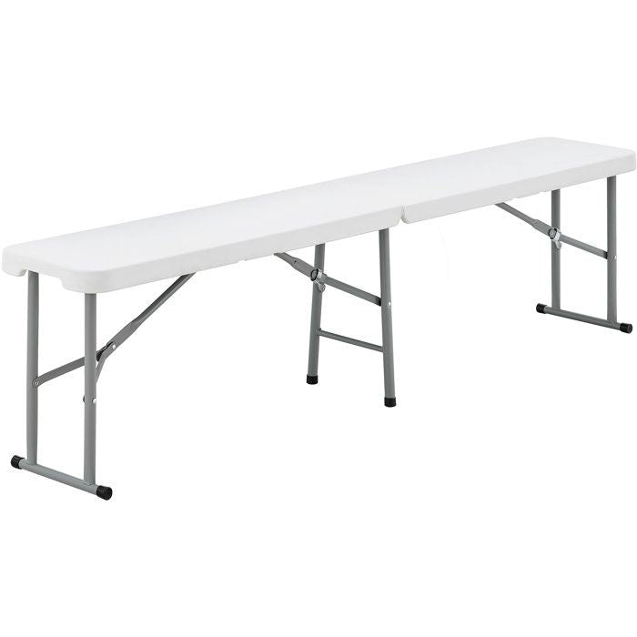 TERRANOVA Folding Reception Bench - White - Steel Frame - 180x28x43 cm 180x28xH43