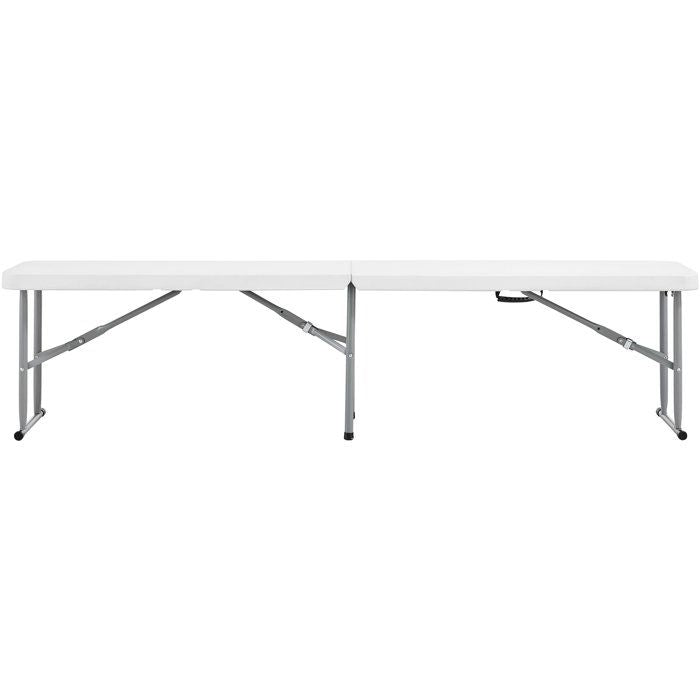 TERRANOVA Folding Reception Bench - White - Steel Frame - 180x28x43 cm 180x28xH43