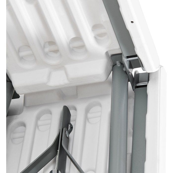 TERRANOVA Folding Reception Bench - White - Steel Frame - 180x28x43 cm 180x28xH43