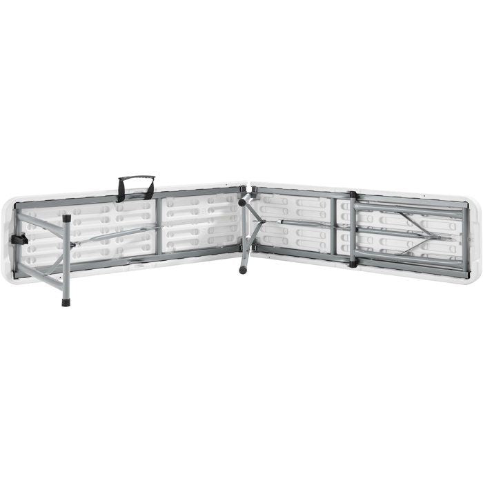 TERRANOVA Folding Reception Bench - White - Steel Frame - 180x28x43 cm 180x28xH43