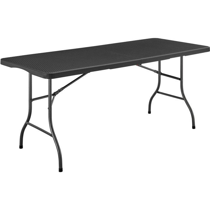 TERRANOVA Folding Reception Table - Black - Steel Frame - Seats 8 - 180x74xH73.5 cm