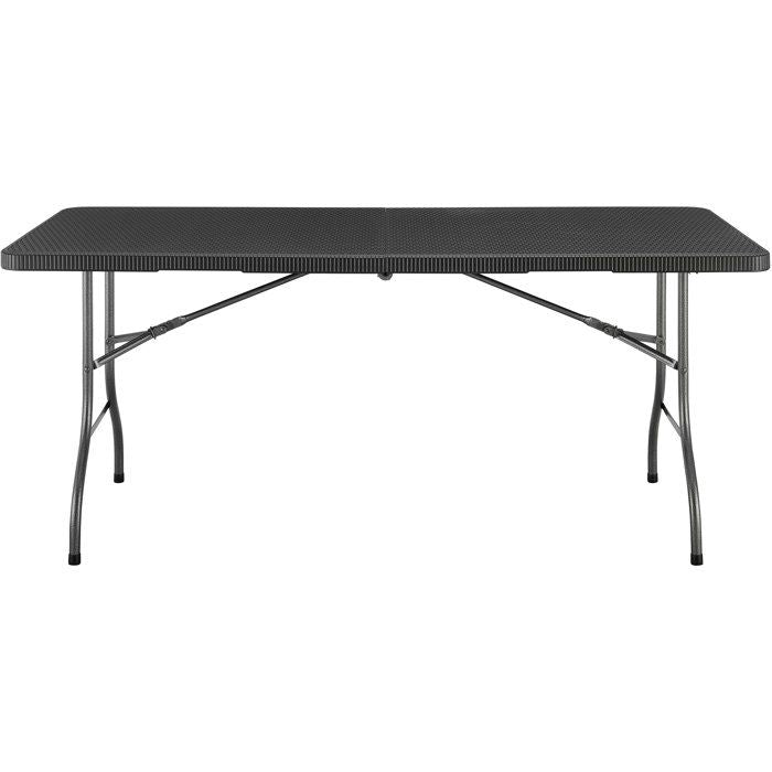 TERRANOVA Folding Reception Table - Black - Steel Frame - Seats 8 - 180x74xH73.5 cm