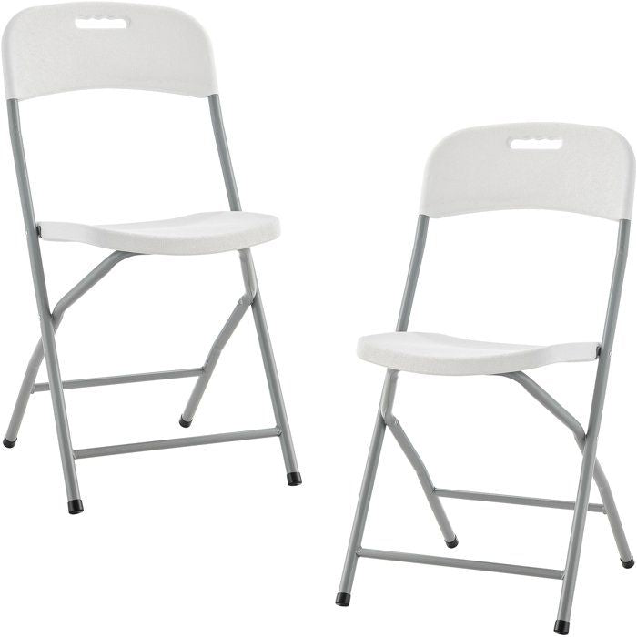TERRANOVA Set of 2 Folding Reception Chairs - 48x44.5xH86 cm - Steel Frame - White