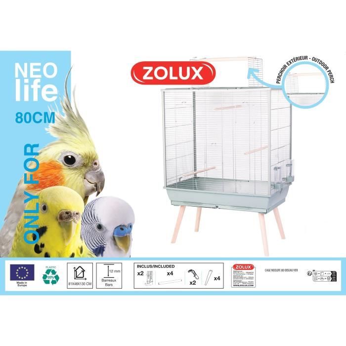 ZOLUX Neolife Elevated Wire Cage for Birds - 81 x 48 x 130 cm - Green