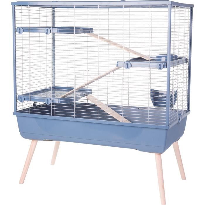 ZOLUX Cage rongeur surélevée  Néolife - 3 étages pour lapin - 99 x 54 x 114 cm - Bleu