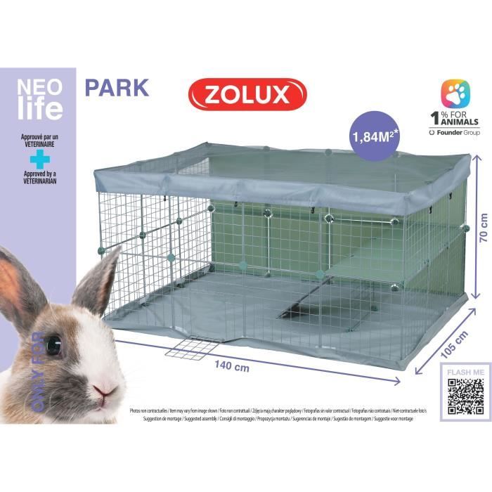 ZOLUX Modular Enclosure - Neo Park - Small Animal Park for Rabbits - 140 x 105 x 70 cm - 1.84 m² 140X105X70