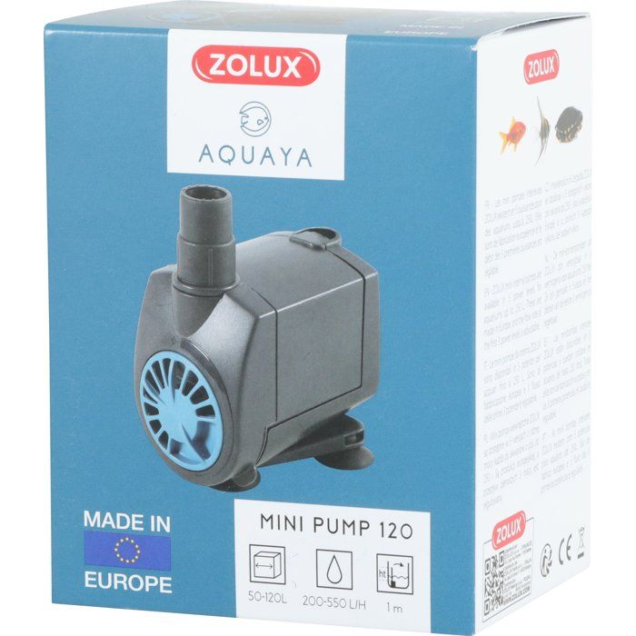 ZOLUX Mini Aquarium Water Pump - 7W - Adjustable Flow Rate 220 to 550 L/H - For Aquariums 80 to 120 L