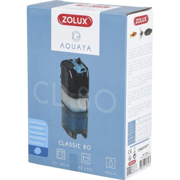 ZOLUX Classic 80 Internal Filter - 5W - For 40 to 80 L Aquariums - Adjustable Flow Rate
