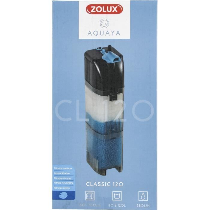 ZOLUX Classic Internal Filter - 6W - For 80 to 120 L Aquariums - 580 L/h Flow Rate