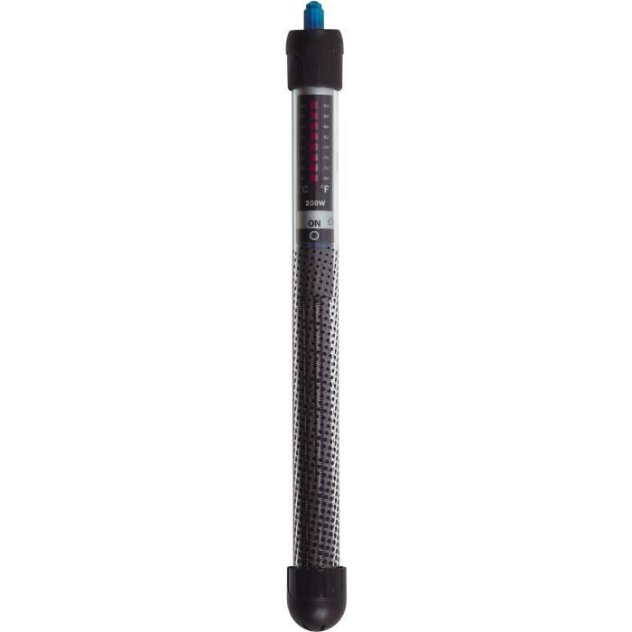 Zolux Aquarium Heater - 200W - Adjustable Temperature up to 34°C - Black - For Saltwater Fish