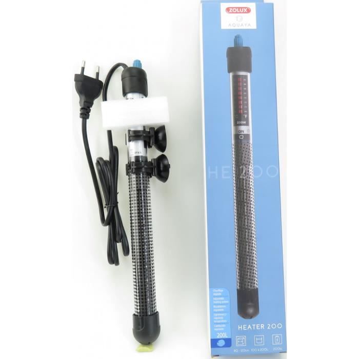 Zolux Aquarium Heater - 200W - Adjustable Temperature up to 34°C - Black - For Saltwater Fish