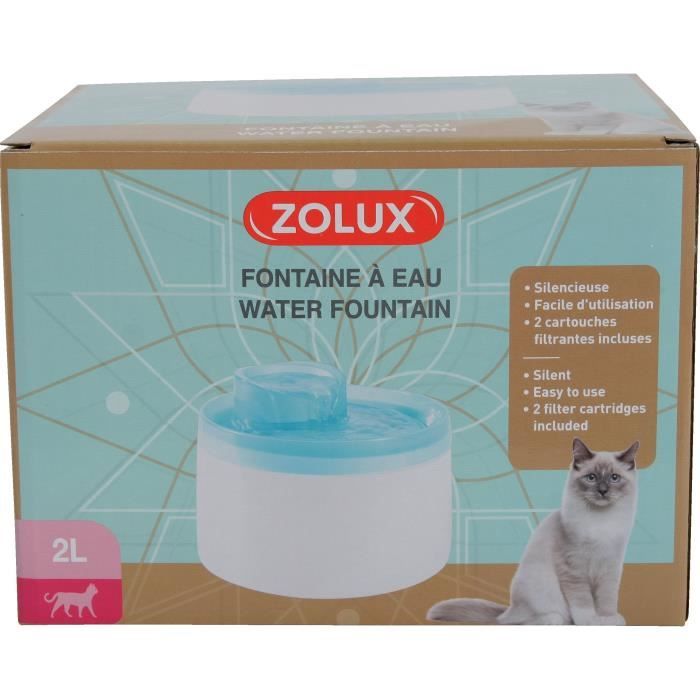 Fontaine a eau - Zolux - Pour chats et chiens - Avec cartouche filtrante - 2 litres