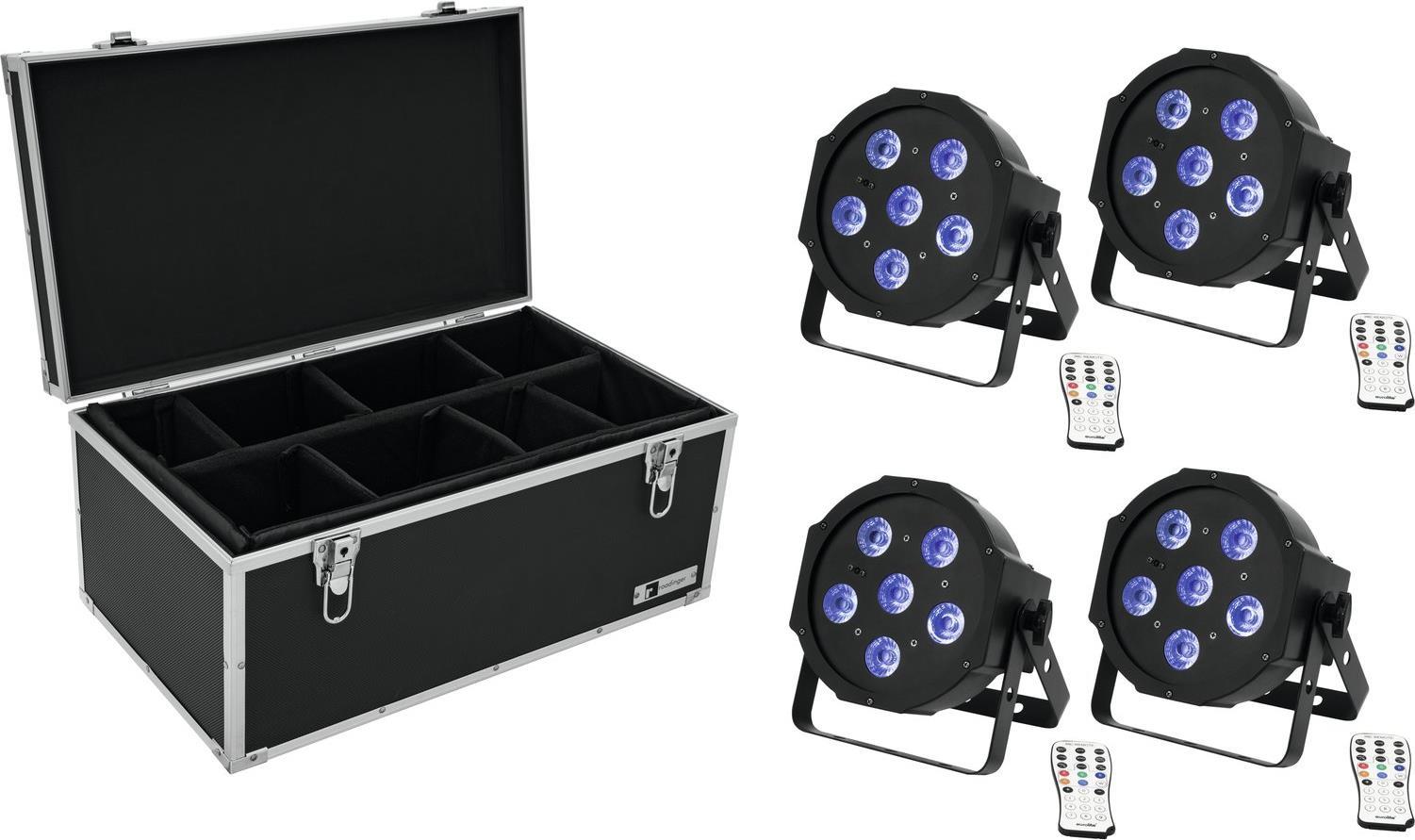 EUROLITE Set of 4 LED SLS-603 TCL UV Floor Lights + Case TDV-1, Model 20000633
