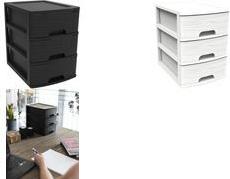 EDA Drawer Box STONE A4 3 Drawers PP Black 010321 NO