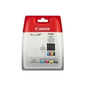 Canon CLI-551 C/M/Y/BK Ink Multi Pack, 4 Pieces, for Canon PIXMA MG6350 (6509B008)